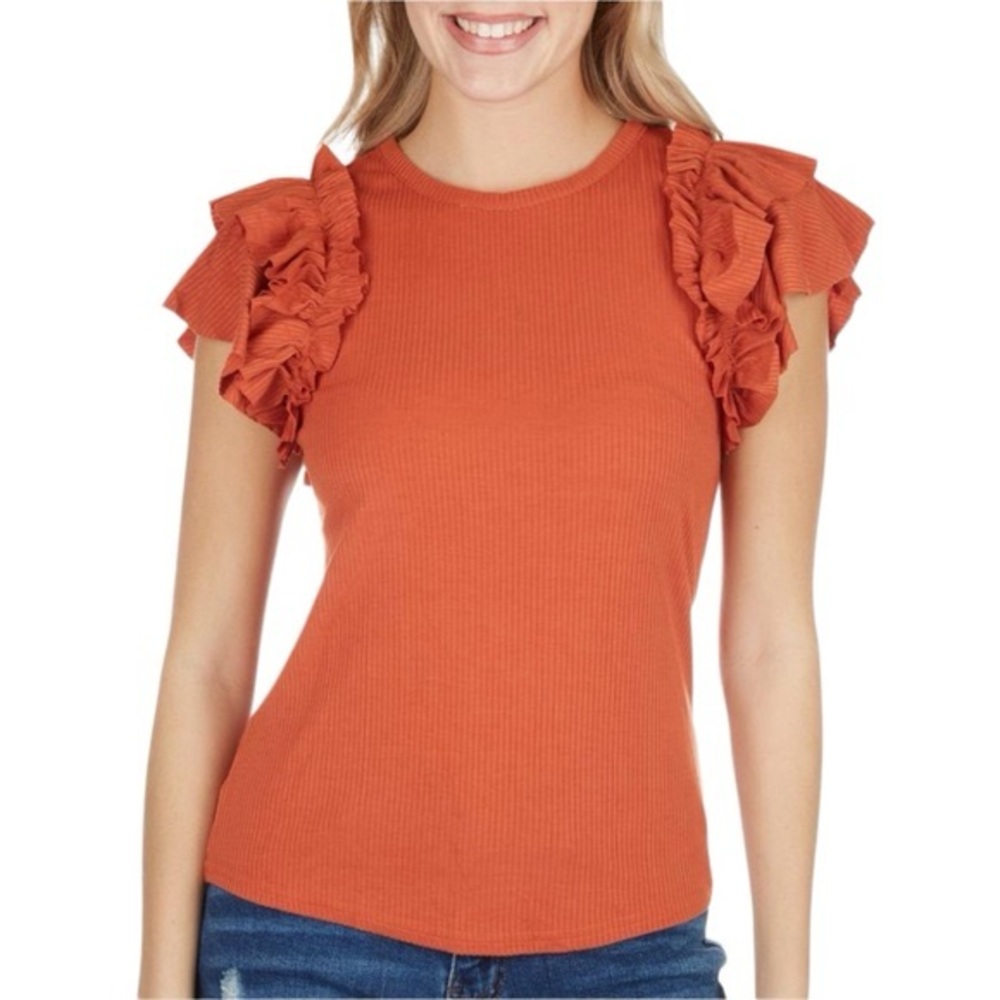 Stem & Vine YELLOW tiered ruffle sleeve top